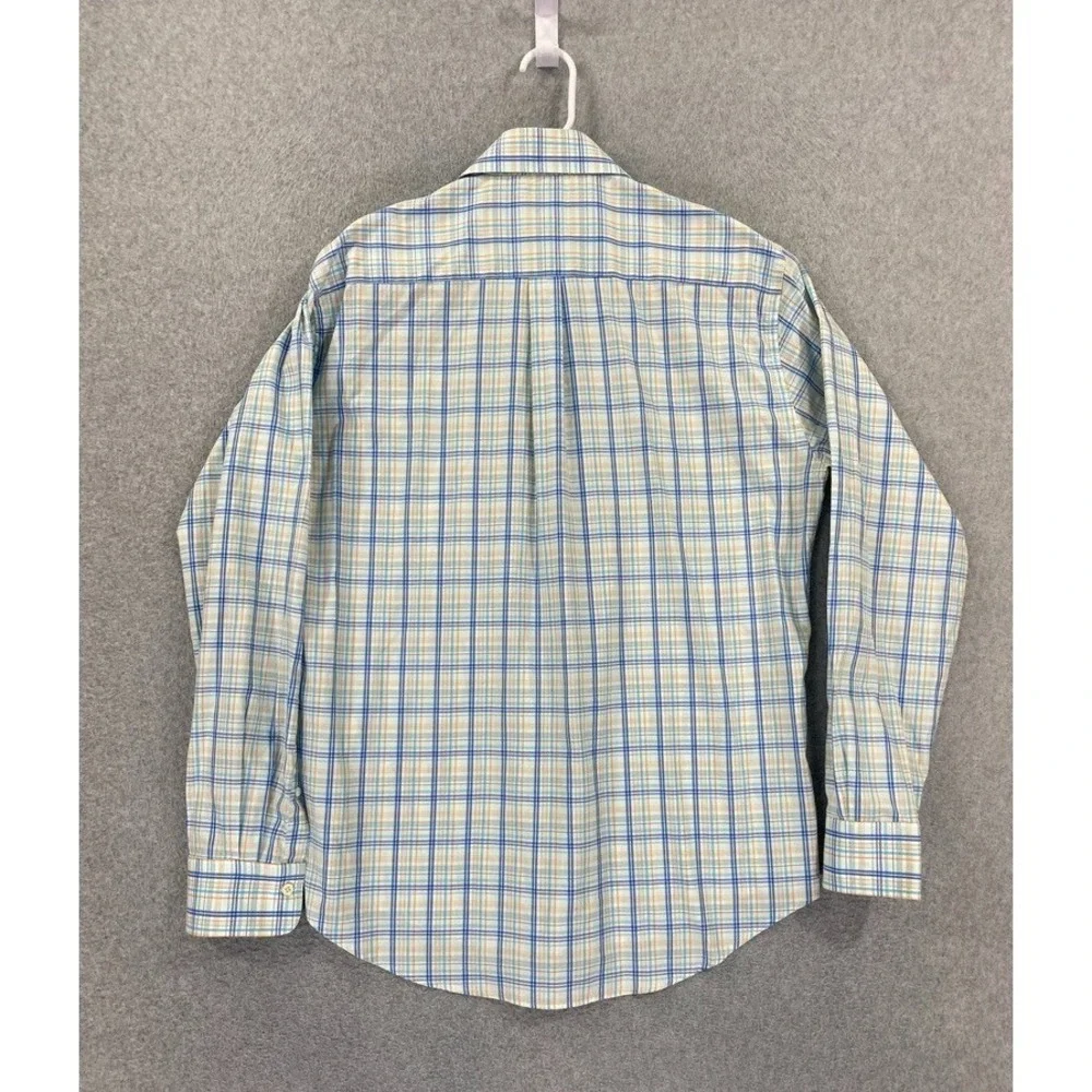 Peter Millar Crown Comfort Mens LARGE‎ Blue Plaid Button Down Shirt Long Sleeve
